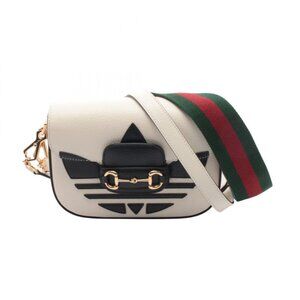 Gucci Shoulder Bag Adidas Horsebit White Black Leather
